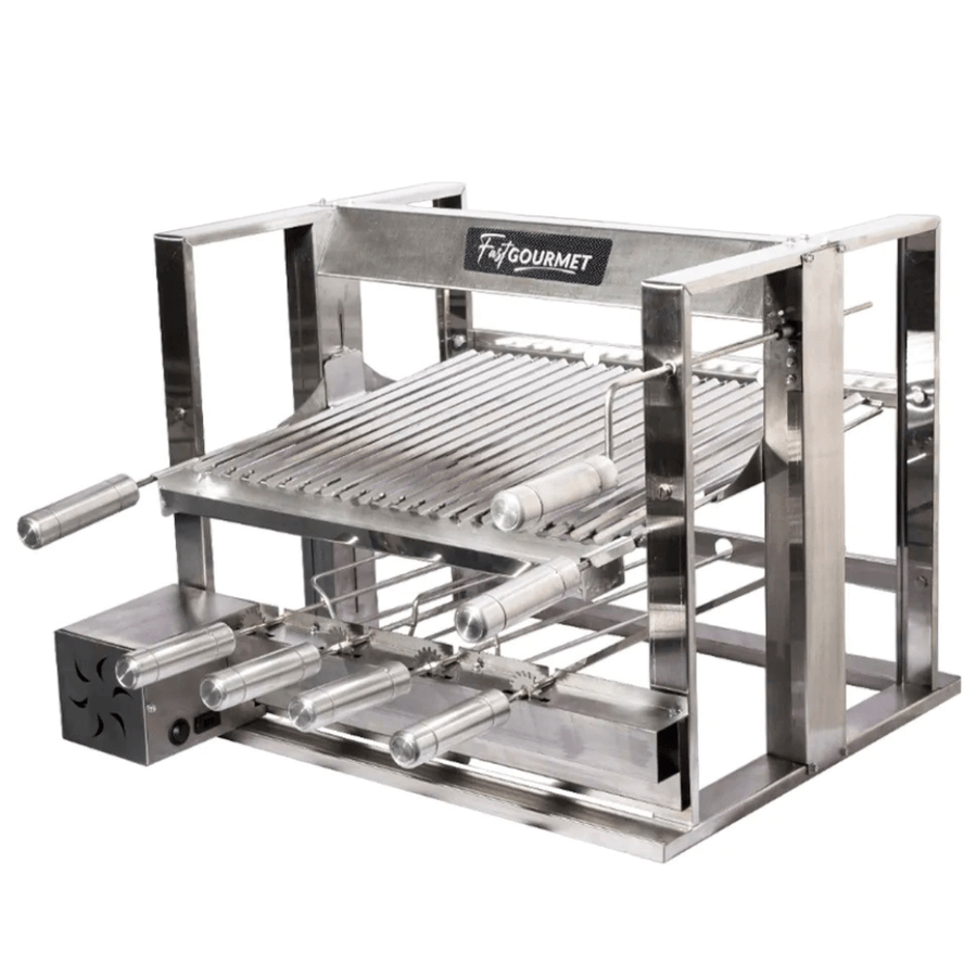 Churrasqueira Elevatória Gourmet EGKG04 com kit Giratório 4 espetos Fast Gourmet