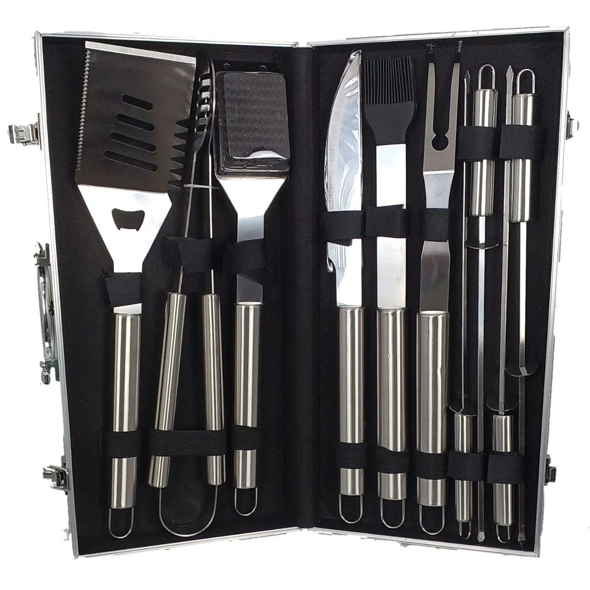 Kit 2 Espetos em alumínio + Kit churrasco - 10 peças